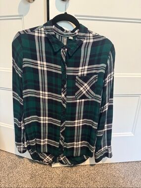 Allison Joy Green and Black Plaid Button-Up Shirt